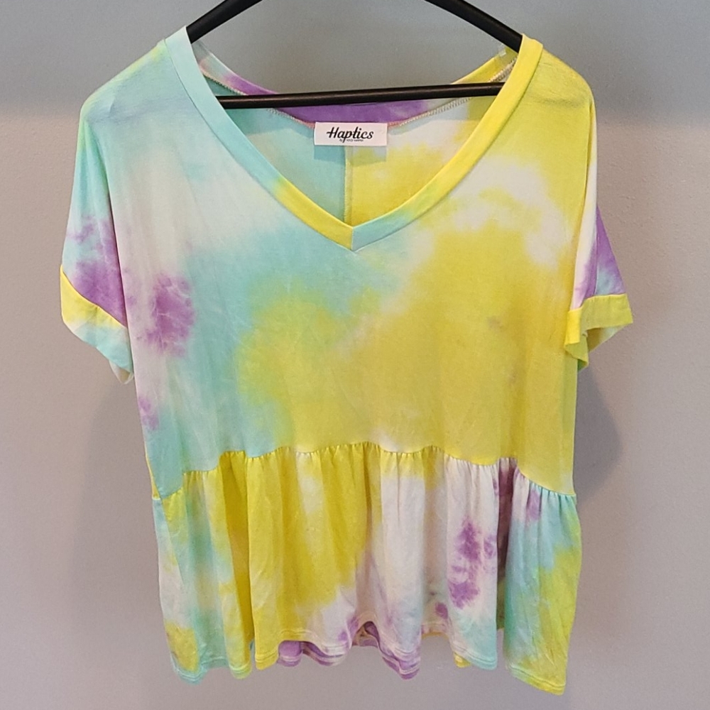 Tie dye peplum baby doll tee